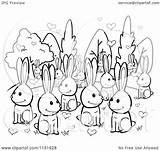 Crowd Coloring Rabbits Cartoon Amorous Clipart Hearts Cory Thoman Outlined Vector 2021 Getcolorings sketch template