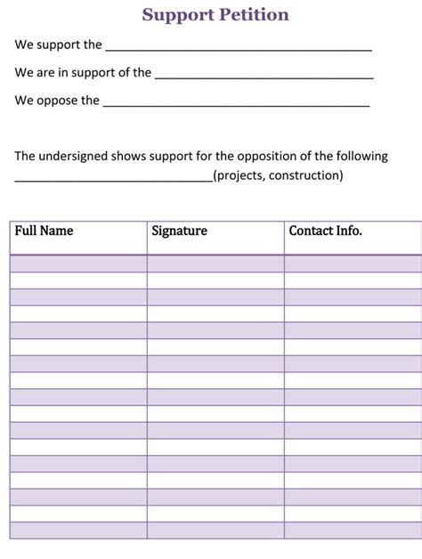 petition form template  printable templates