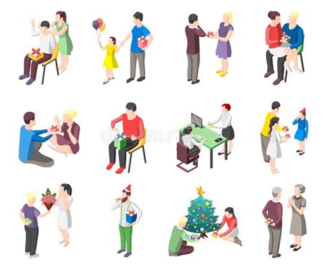 people isometric icons set stock vector illustration of hairless 69330950