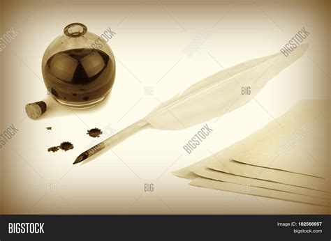 quill  papers ink image photo  trial bigstock