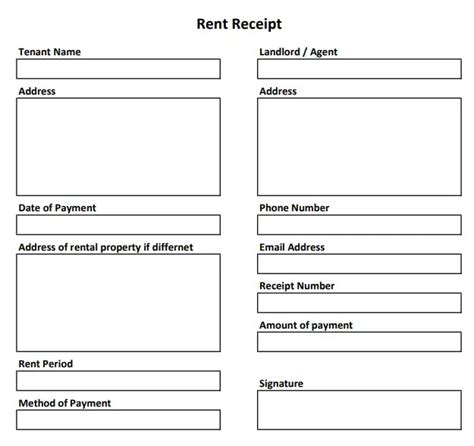 rent receipt template  templates  excel  word