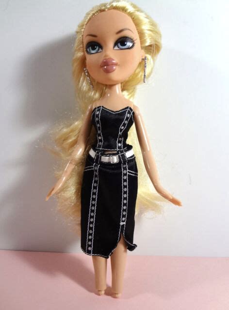 Bratz Doll Cloe Long Blonde Hair Blue Eye Black Skirt Top Outfit Silver
