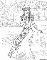 Zelda Coloring Pages Princess Legend Printable Twilight Color Gown Ball Coloriage Hard Cute Print Clipart Imprimer Baby Realistic Swords Kids sketch template