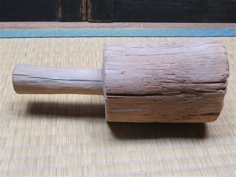antique kizuchi  japanese wooden mallet carved  solid etsy