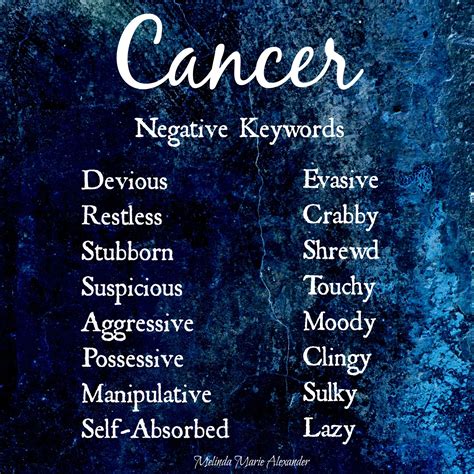 Cancer Negative Keywords With Text Zodiac Traits Cancer Personality