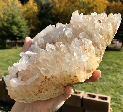 clear quartz crystal cluster large specimen  double terminated crystals