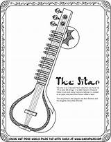 Sitar Instruments Sketch Musical Music Drawing Color Coloring Around Worksheet Chinese Paintingvalley These Way sketch template