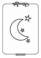 Moon Easy Stars Coloring Shapes Drawing Pages Half Printable Simple Drawings Crescent Star Kids Draw Pencil Kindergarten Letter Paintingvalley Print sketch template