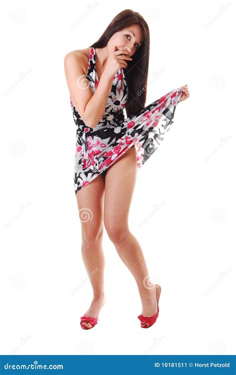 woman lifting   dress stock image image   expression