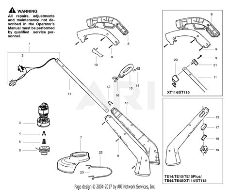 poulan te electric trimmer parts diagram  trimmer assembly