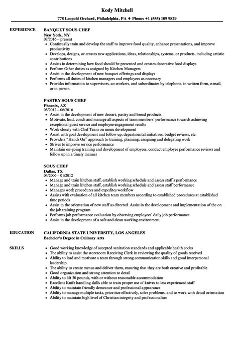 sous chef resume samples
