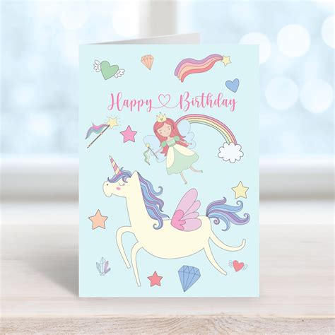printable unicorn birthday card digital birthday card etsy