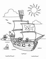 Coloring Pirate Ship Pages Kids Drawing Pearl Simple Treasure Chest Clear Sea Thermometer Crew Its Color Printable Pirates Print Getdrawings sketch template