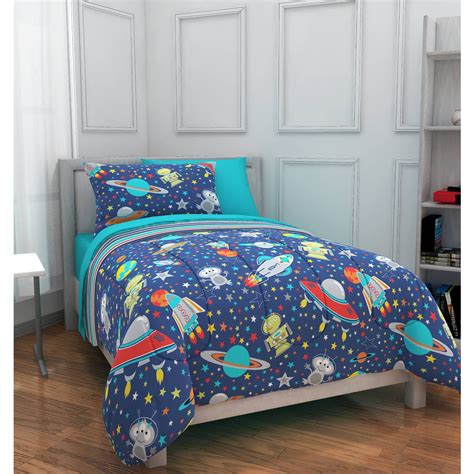mainstays kids blue outer space comforter  piece set twin walmartcom
