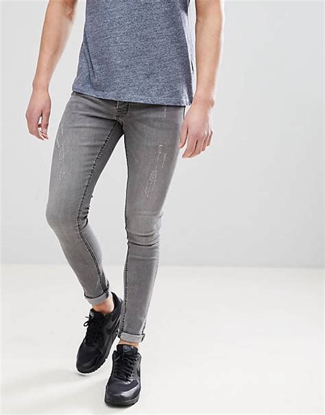 hoxton denim extreme skinny jeans in mid grey asos