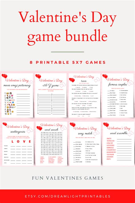 8 Printable Valentines Day Games Valentine S Day Party Games Valentine