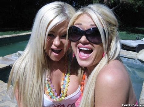 blonde sisters get massive cum facials by the pool pichunter