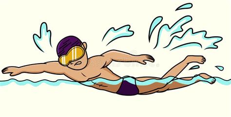 Illustrazione Del Fumetto Di Un Nuoto Del Nuotatore Illustrazione