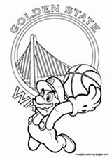 Coloring Golden State Warriors Pages Nba Basketball Mario Super sketch template
