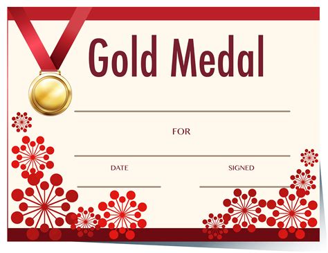 modele de certificat avec medaille dor telecharger vectoriel gratuit