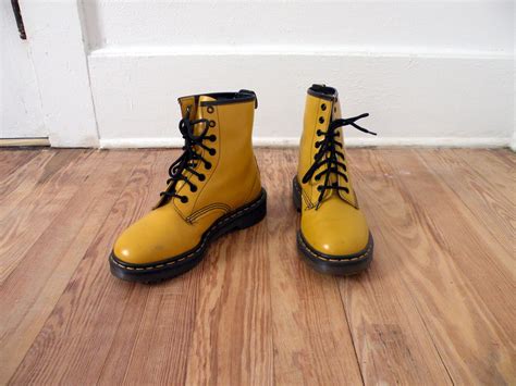 vintage  martens airware bright yellow lace  ankle