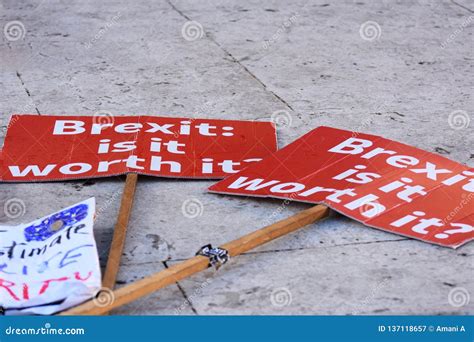 anti brexit signs  westminster london uk jan  editorial photography image  january