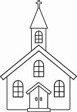 Church Clip Line Little Coloring Sweetclipart sketch template