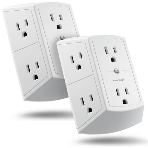 sf planet fosmon  outlet grounded wall tap power adapter  sided vac  white  pack