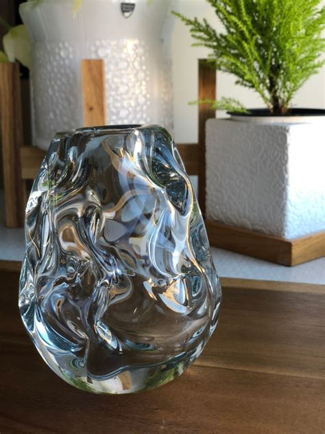 Vintage Scandinavian Hand Blown Glass Vase Modernist Mid Century