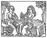 Medieval Woodcut Woodcuts Music Harp Custom Clipart Drawing Sitting Ladies Two Historical Clothes Coloring Illustrations Spectrum Wood sketch template