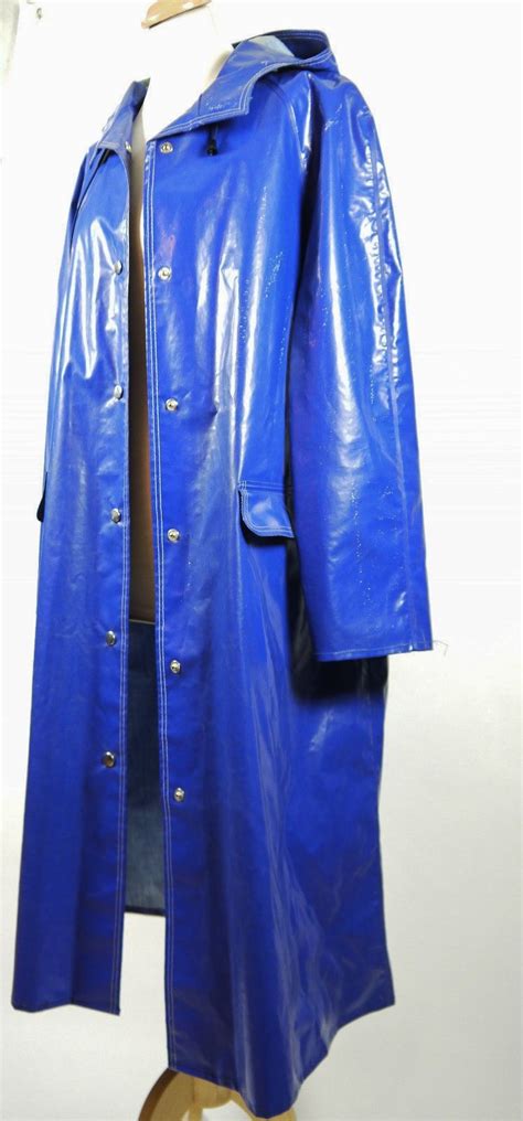 blue shiny rukka pvc mac rain wear raincoat pvc raincoat