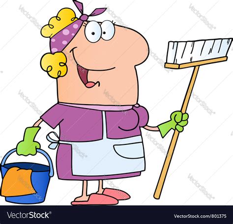 cleaning lady cartoon character royalty free vector image