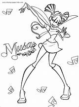 Coloring Pages Winx Club Cartoon Character Color Printable Musa Characters Kids Sheets Para Sheet Book Imprimir sketch template