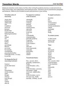 Transition words for thesis statement