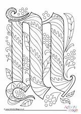 Illuminated Colouring Letter Pages Alphabet sketch template