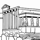 Ancient Greek Greece Parthenon Colouring Coloring Architecture sketch template