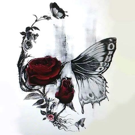 skull butterfly  rose tattoo design rose tattoo design tattoo