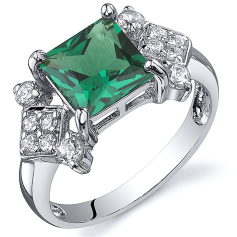 princess cut  cts emerald ring sterling silver sizes    ebay