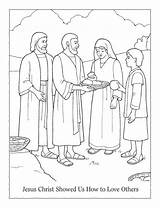 Coloring Jesus Others Pages Showed Lds Clipart Christ Loaves Feeding Fishes Serving Lesson Five Fish Color God Helping 5000 Another sketch template