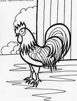 Coloring Pages Rooster Animal Farm Google Hen sketch template