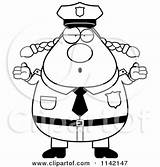 Careless Chubby Shrugging Police Woman Clipart Cartoon Cory Thoman Outlined Coloring Vector sketch template