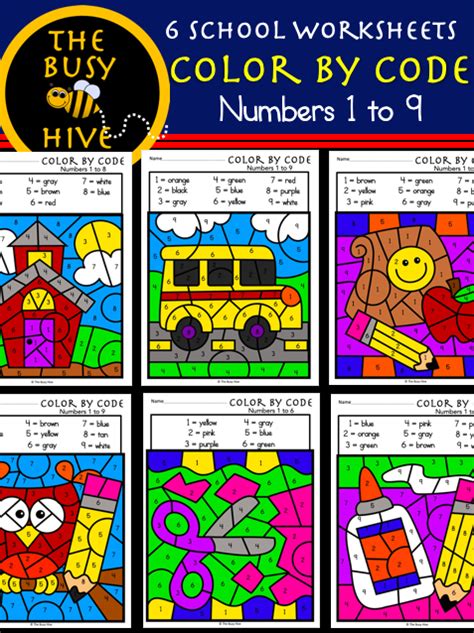 color  code worksheets kindergarten math numbers   great