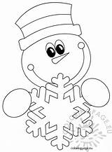 Snowman Snowflake Coloring Winter Coloringpage Eu sketch template