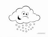 Weather Coloring Cloud Snowing Featuring sketch template