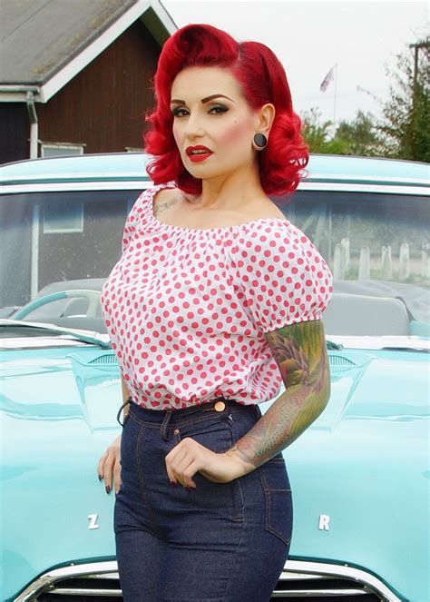 my style pinup rockabilly high waisted jeans red hair hair beauty and style pinterest