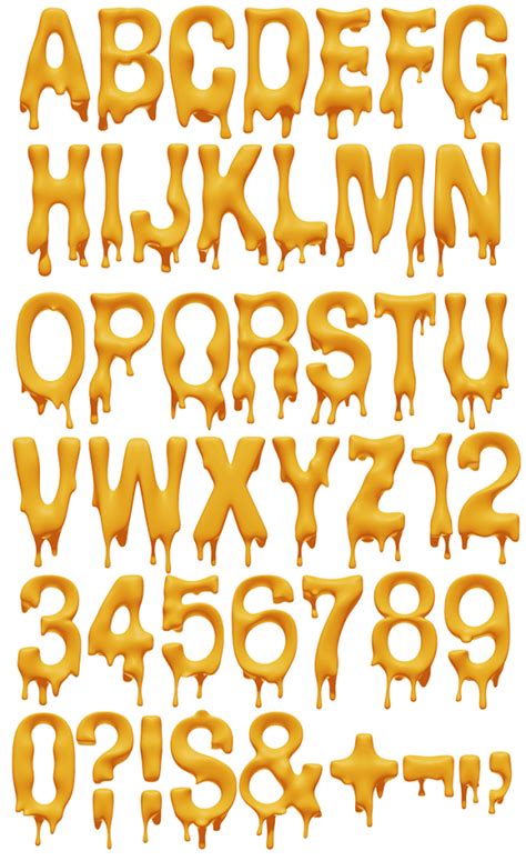 Melting Font Lettering Alphabet Word Drawings