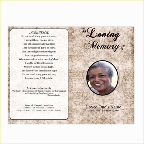 sample funeral program template  obituary program template