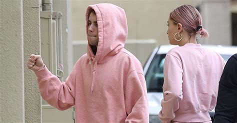 justin bieber and hailey baldwin s pink outfits twinning in the pastel color hollywood life