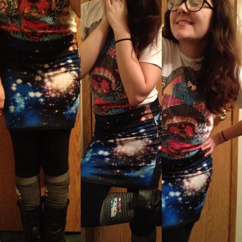 angela anderson hot topic of mice and men band shirt hot topic galaxy skirt jc penney hello