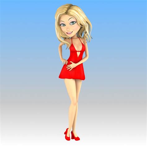 rigged cartoon blonde girl animation 3d max blonde girl cartoon girl